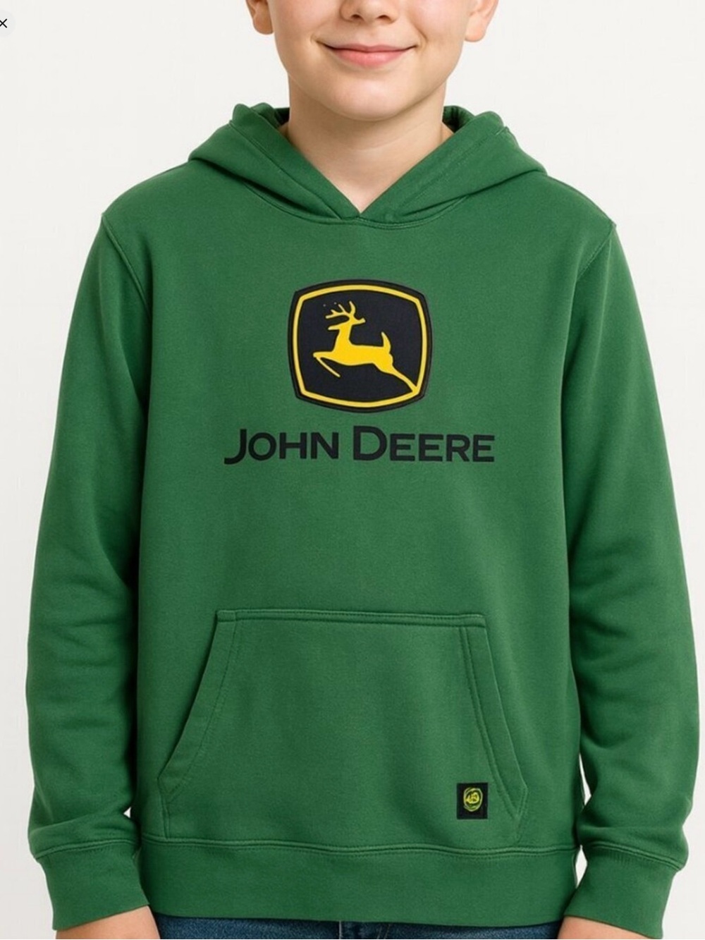 John Deere Hoodie | Youth XXL (18) | Unisex | Green Fleece Pullover with Logo